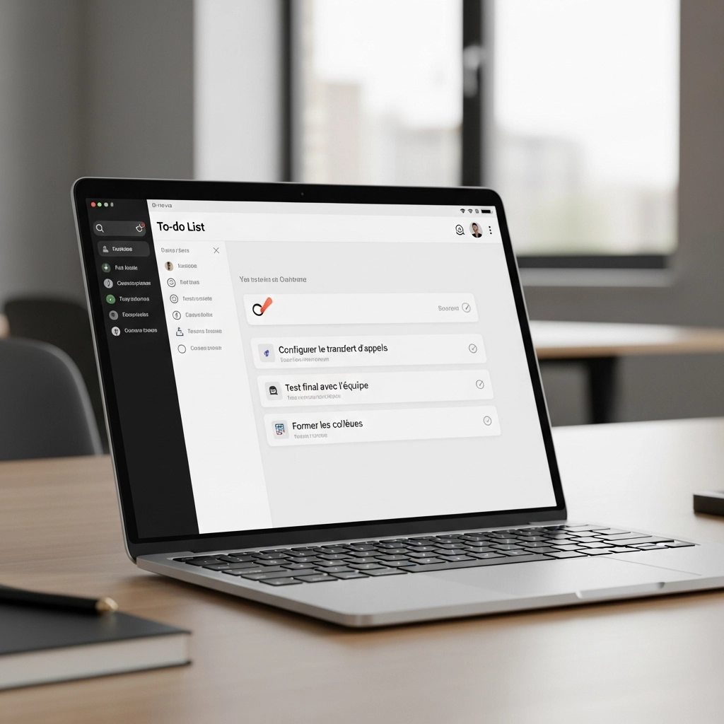 Ordinateur portable montrant un tableau de bord d’application professionnelle