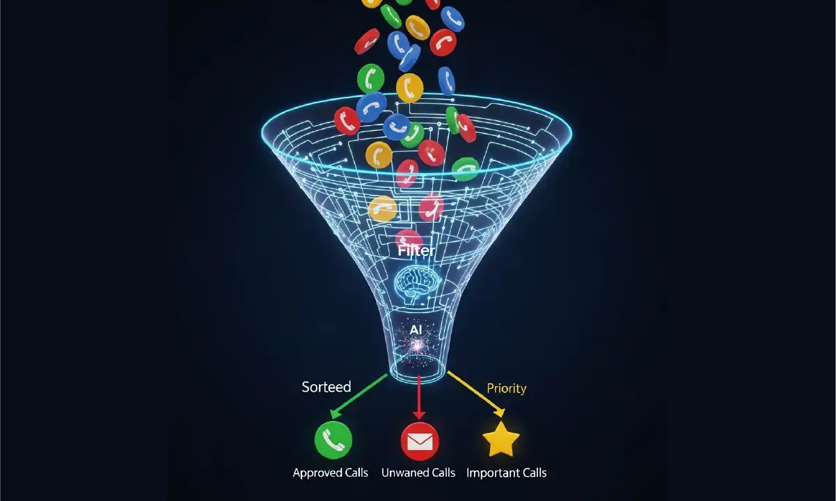 Illustration d’un entonnoir marketing représentant les étapes du parcours téléphonique